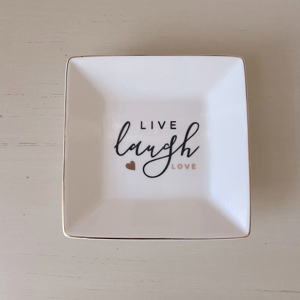 NWOT Francescas love love laugh square jewelry tray